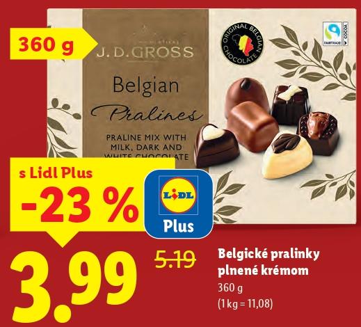 Belgické pralinky plnené krémom