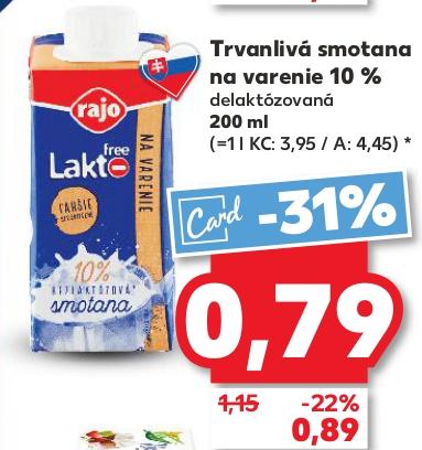 Trvanlivá smotana na varenie 10 %