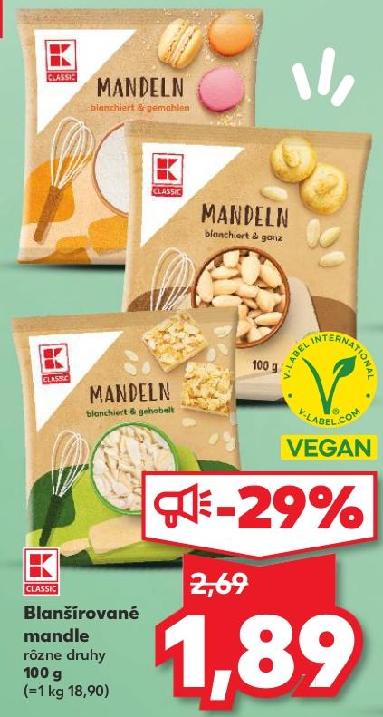 Blanšírované mandle