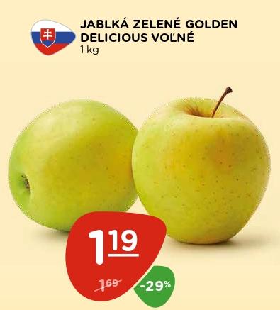 Jablká zelené Golden Delicious voľné