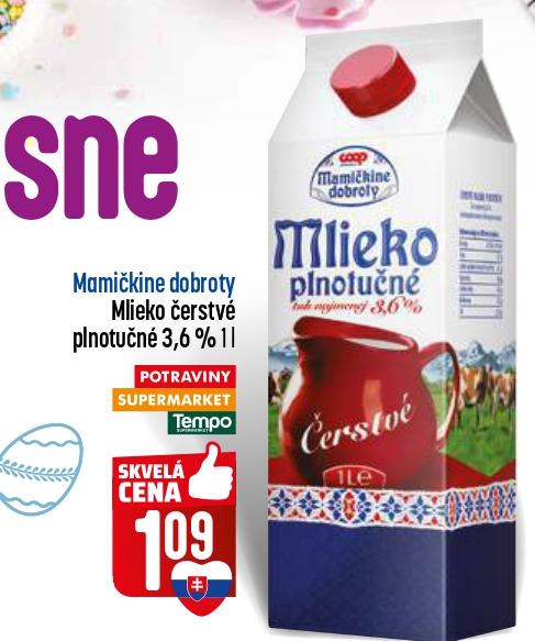 Mlieko čerstvé plnotučné