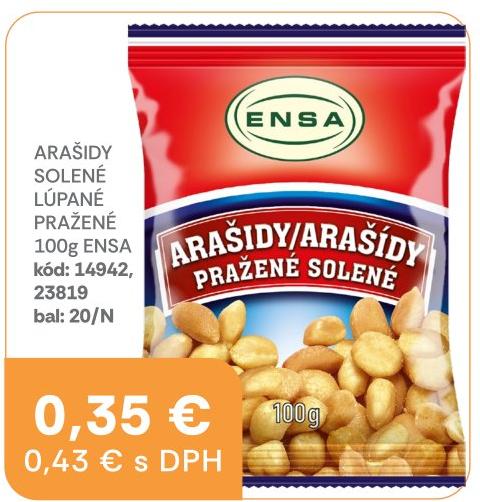 Arašidy solené lúpané pražené