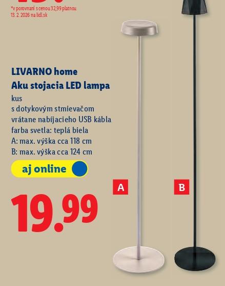 Aku stojacia LED lampa