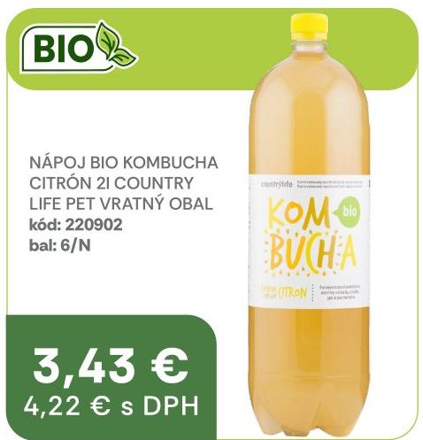 Nápoj BIO Kombucha Citrón