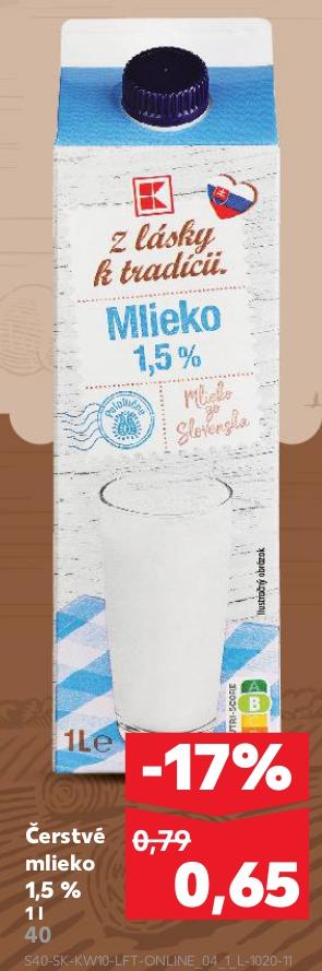 Čerstvé mlieko 1,5 %