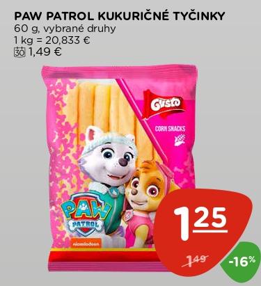 PAW PATROL KUKURIČNÉ TYČINKY