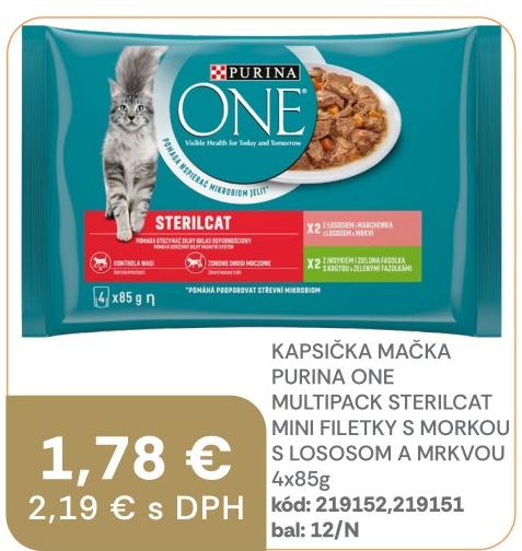 Kapsička mačka Purina One Multipack Sterilcat mini filety s mrkvou s lososom a mrkvou