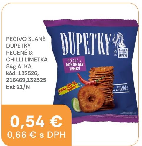 Pečivo slané Dupetky pečené & chilli limetka
