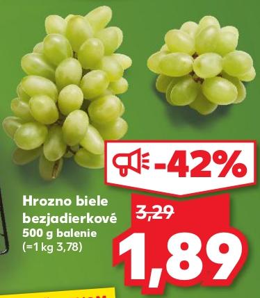Hrozno biele bezjadierkové