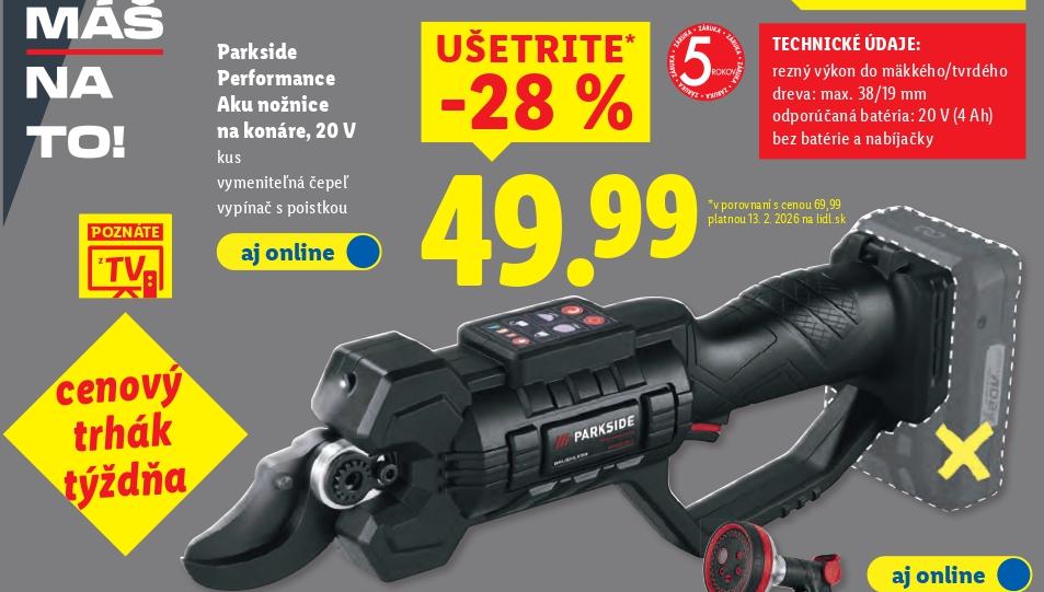 Aku nožnice na konáre, 20 V