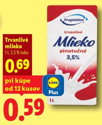 Trvanlivé mlieko plnotučné 3,5%