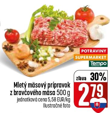 Mletý mäsový prípravok z bravčového mäsa
