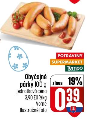 Obyčajné párky 100 g