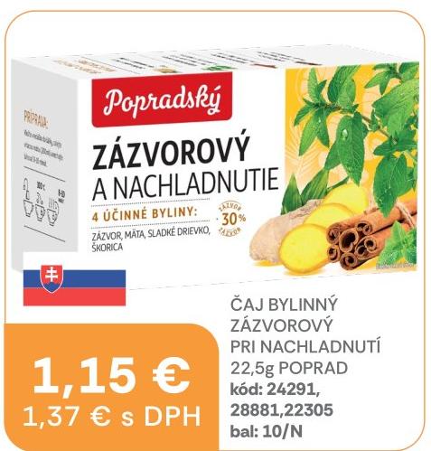 Čaj bylinný zázvorový pri nachladnutí