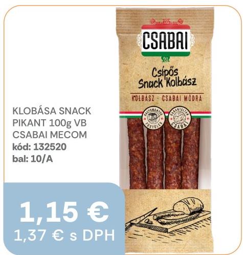 KLOBÁSA SNACK PIKANT
