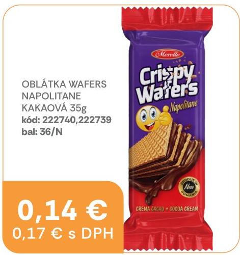 Oblátka wafers napolitané kakaová