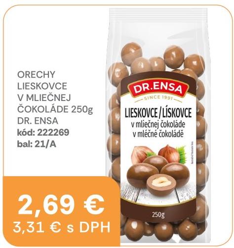 Orechy lieskovce v mliečnej čokoláde