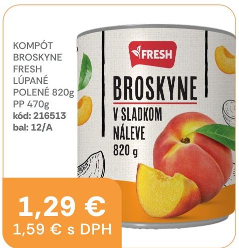 Kompót broskyne lúpané polené
