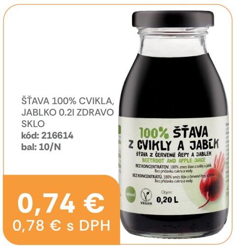 Šťava 100% cvikla, jablko