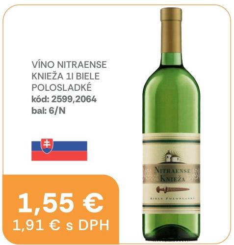 Víno Nitraense Knieža 1 l biele polosladké