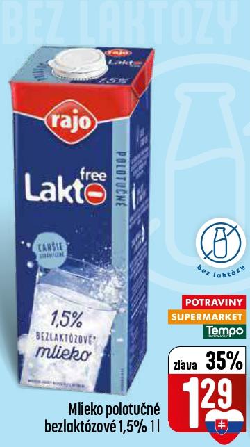 Mlieko polotučné bezlaktózové