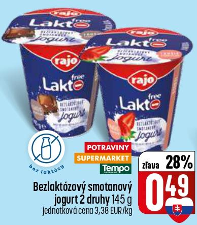 Bezlaktózový smotanový jogurt