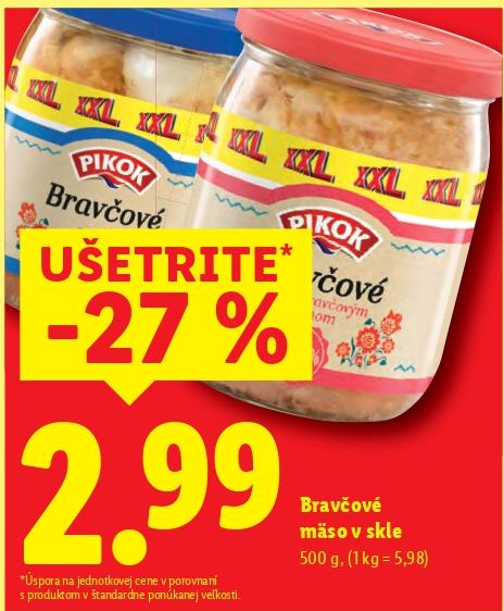 Bravčové mäso v skle