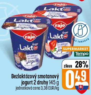 Bezlaktózový smotanový jogurt