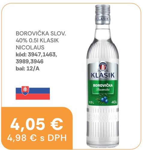Borovička Slov. 40% 0.5l Klasik