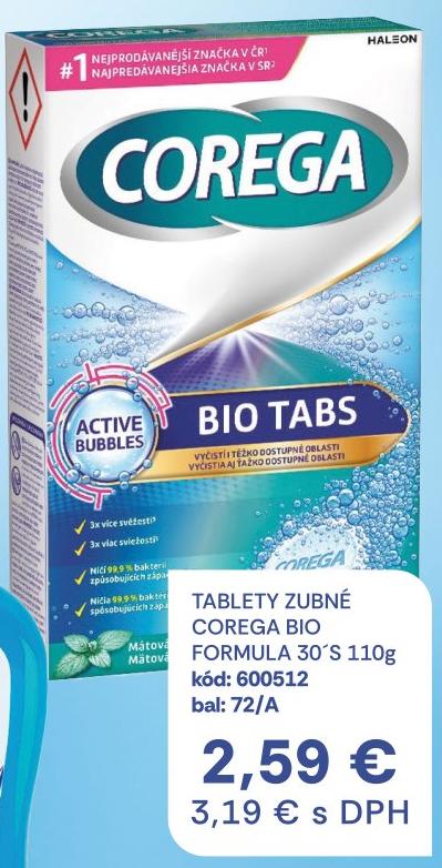 Tablety zubné Corega Bio Formula 30's