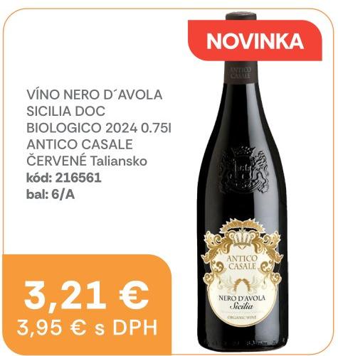 Víno Nero d’Avola Sicilia DOC Biologico 2024