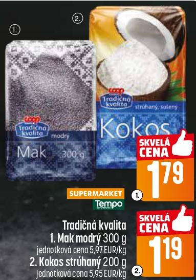 Kokos strúhaný, sušený