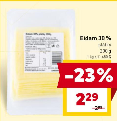 Eidam 30 % plátky