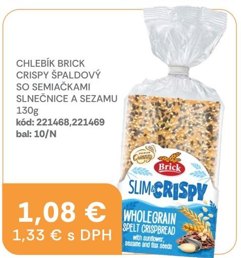 Chlebík Brick Crispy špaldový so semiačkami slnečnice a sezamu