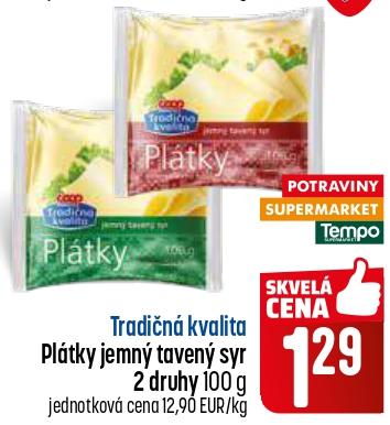 Plátky jemný tavený syr