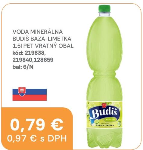 Voda minerálna Budiš baza-limetka