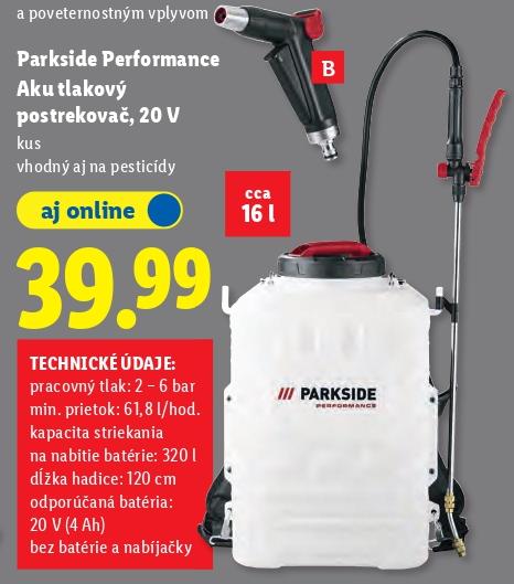 Aku tlakový postrekovač, 20 V