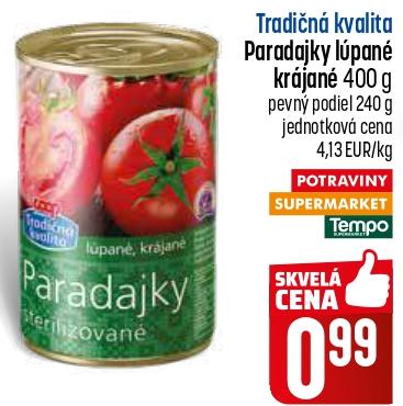 Paradajky lúpané krájané