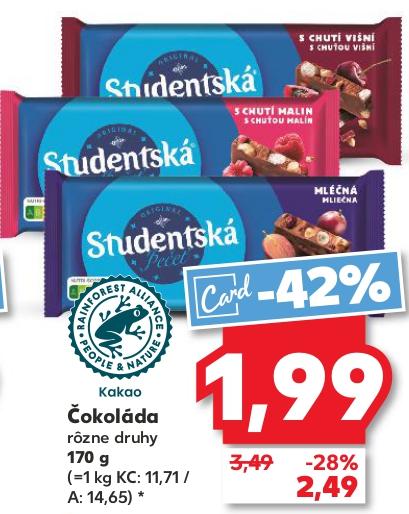 Studentská pečeť Čokoláda rôzne druhy