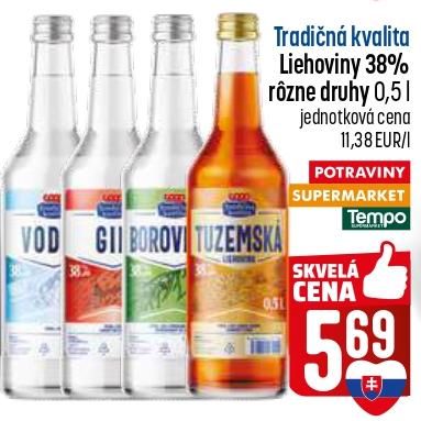 Liehoviny 38% rôzne druhy