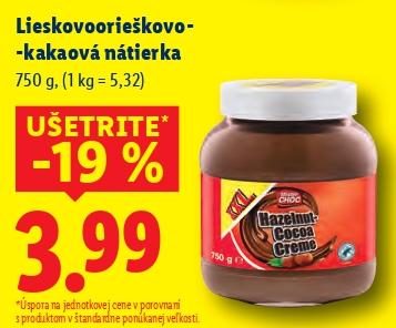 Lieskoovorieškovo-kakaová nátierka