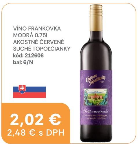 Víno Frankovka modrá 0.75 l akostné červené suché Topoľčianky