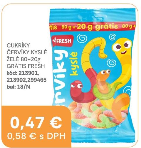 Cukríky červíky kyslé želé